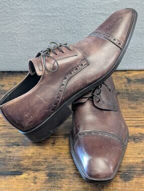 To Boot New York Adam Derrick 11.5 Brown Wingtip Brogue Leather Italy Dress Shoe